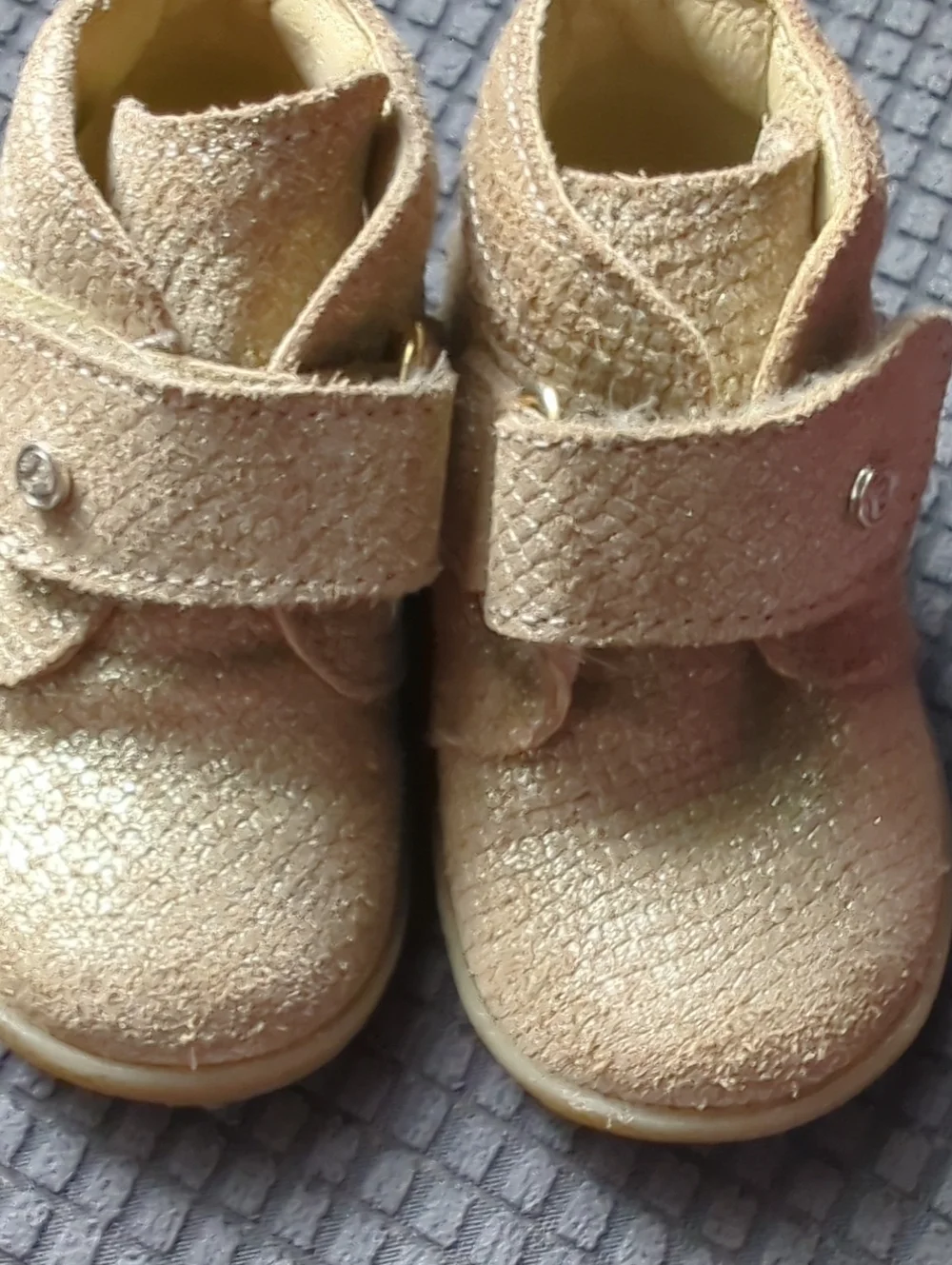 Falcotto By Naturino Leather Gold Sparkle Ankle Boots Size 19EU / 3.5US